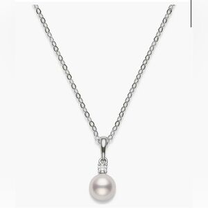Mikimoto diamond and pearl pendant necklace